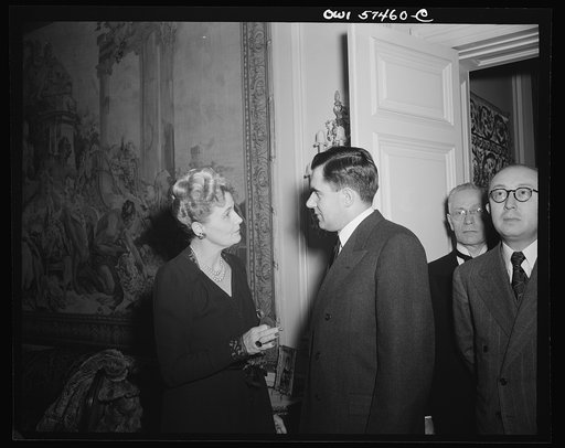 Mrs. Joseph E. Davies and Mr. Andrei Gromyko, Ambassador from the Union of Soviet Socialist Republics at a reception celebrating International Women's Day at the home of Joseph E. Davies, former United States Ambassador to the Union of Soviet Socialist Republics
