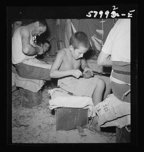 Refugees at El Shatt, the United Nations Relief and Rehabilitation Administration's refugee camp for Yugoslavs