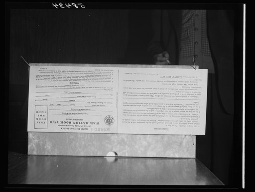 Printing United States Office of Price Administration war ration book number 2. Hoboken, New Jersey