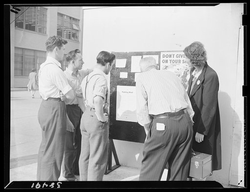 Car pooling. Baltimore, Maryland. Glenn L. Martin company plant