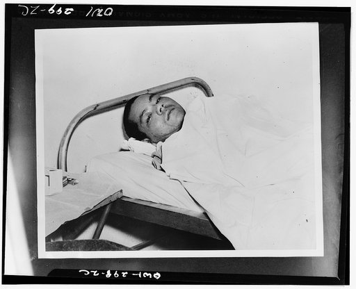 Japanese prisoner in a clearing station in New Caledonia, to which he was removed after having been wounded in the battle of the Solomons