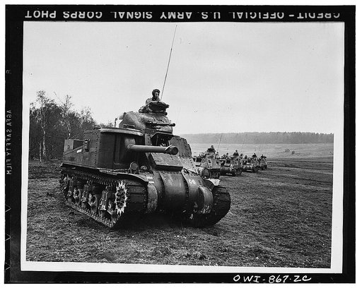 United States tanks during group maneuvers somewhere in England