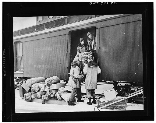 Skagway, Alaska. Trains bring in supplies for the men working on the Alcan Highway