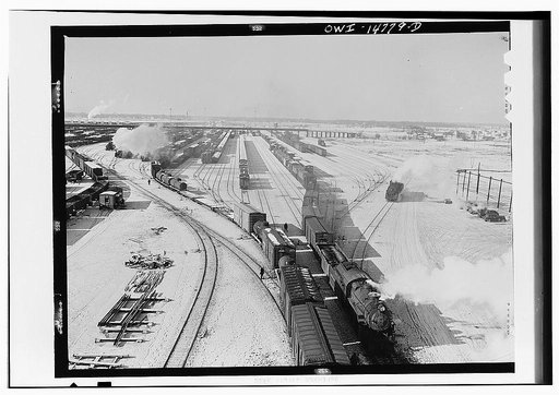 Chicago, Illinois. A general view of a Chicago and Northwestern classification yard