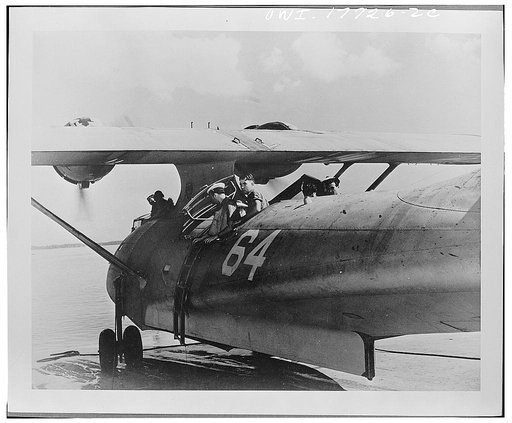 Jacksonville, Florida. Fighting French with a PYB-5a patrol-bombing plane at the United States Naval air station