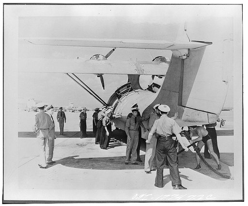 Jacksonville, Florida. Fighting French with a PBY-5a patrol -bombing plane at the United States Naval air station