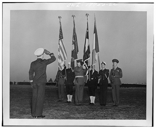 Jacksonville, Florida. Memorial services for Fighting French at the United States Naval air station