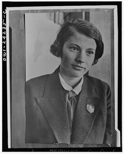 Dusia Vinogradova, a Stakhanovite who is an outstanding textile worker in the USSR (Union of Soviet Socialist Republics)