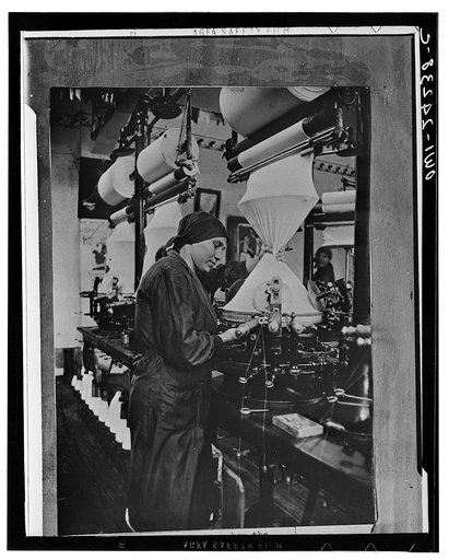 Woman worker in a textile plant in the USSR (Union of Soviet Socialist Republics)