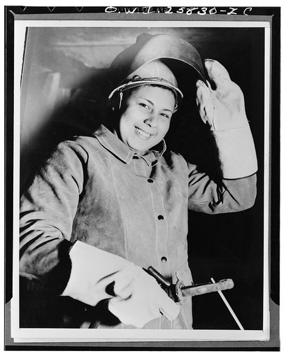 Petrina Moore, a full-blooded Cherokee Indian girl, now a welder at the Todd Hoboken dry dock