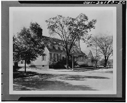 Williamsburg, Virginia. The capitol of the Virginia colony during the eighteenth century which was reconstructed and restored to its original state by John D. Rockefeller Jr. during the 1930s. The Market Square Tavern after restoration
