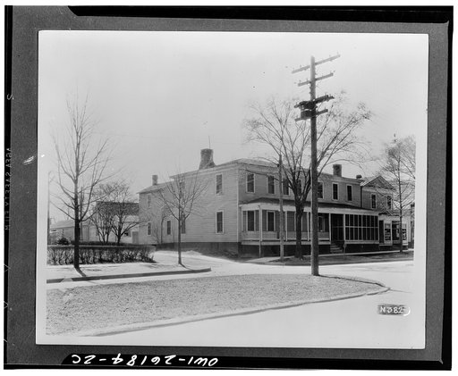 Williamsburg, Virginia. The capitol of the Virginia colony during the eighteenth century which was reconstructed and restored to its original state by John D. Rockefeller Jr. during the 1930s. The Market Square Tavern before restoration