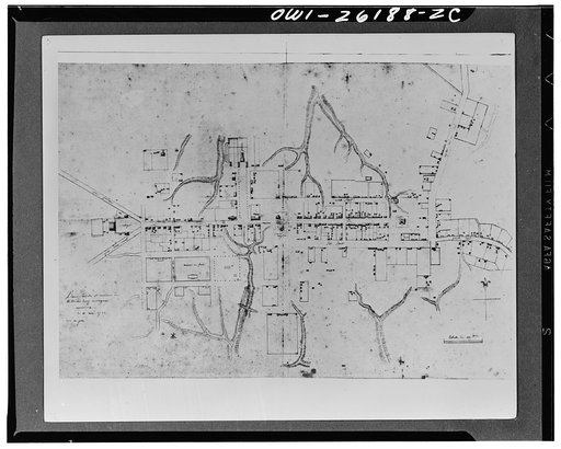 Williamsburg, Virginia. The capitol of the Virginia colony during the eighteenth century which was reconstructed and restored to its original state by John D. Rockefeller Jr. during the 1930s. The Frenchman's map whichh is so-called for lack of identity of its author. It is dated 1782 and was "levee