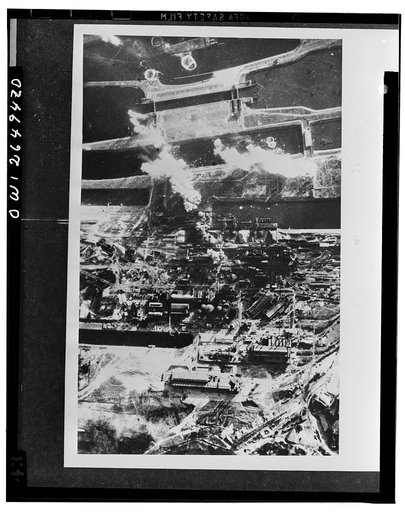 Royal Air Force "Ventura"  bombers blitz Den Helder in daylight. "Ventura" aircraft of Royal Air Force bomber command, escorted by fighters, attacked the docks at Den Helder by daylight on February 12, 1943. Their previous visit to the Dutch port was January 23. Action photo taken during the attack 