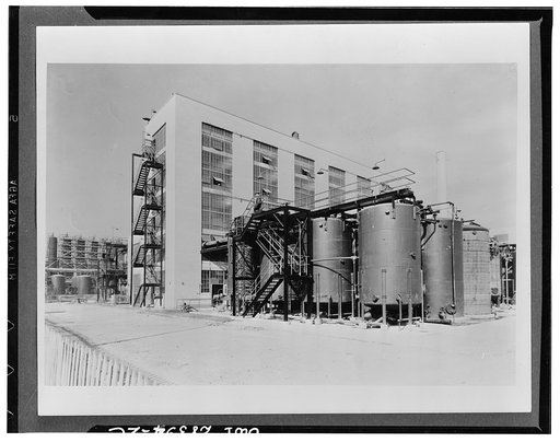 Styrene. This is the plant of the Carbide and Carbon Chemicals Corporation at Institute, West Virginia, which produces styrene; the chemical which when polymerized with butadiene produces synthetic rubber