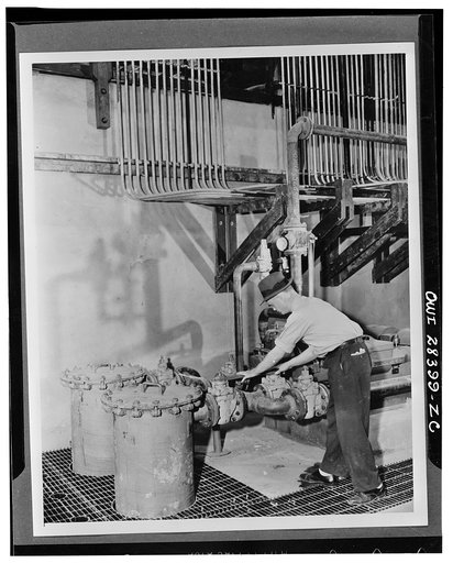 Blending. Many batches of synthetic rubber latex are batched and blended in concrete storage tanks at the Institute plant. This blending assures uniformity of the product. After blending the rubber content is separated by coagulation