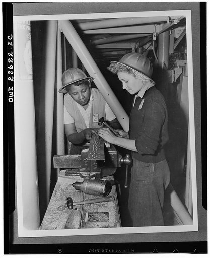 The six plane factories of the Douglas Aircraft Company have been termed an industrial melting pot, since men and women of fifty-eight national origins work side by side in pushing Americas's plane output. S. O. Porter, Douglas director of personnel, recently declared that Negros are doing an outsta