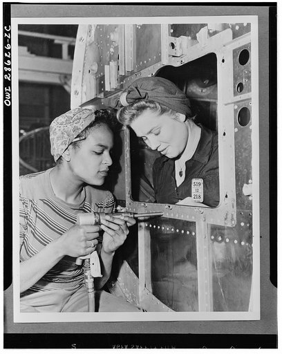 The six plane factories of the Douglas Aircraft Company have been termed an industrial melting pot, since men and women of fifty-eight national origins work side by side in pushing Americas's plane output. S. O. Porter, Douglas director of personnel, recently declared that Negros are doing an outsta