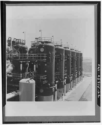 Conversion. Converters at one of the four butadiene units at the Institute plant at Institute, West Virginia, where the processing of grain alcohol to butadiene is stored