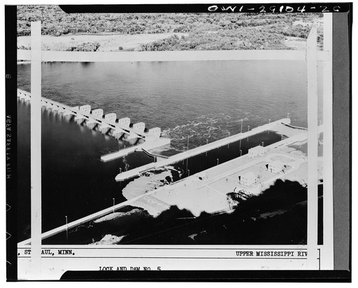 Lock and dam no. 5 looking downstream on the upper Mississippi River