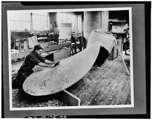 Wood pattern (of sugar pine) for the metal propeller of a cargo ship for USSR. Western Pine Association, Portland, Oregon