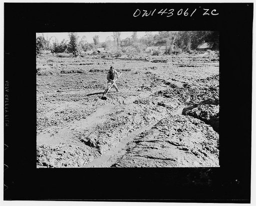 Public Health Service Investigation Commission to the China-Burma highway, Chefang (vicinity), China. Ditch digging in the mud, a slow process