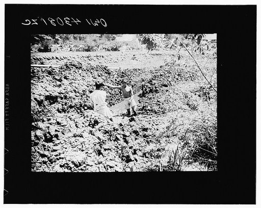 Public Health Service Investigation Commission to the China-Burma highway, Chefang Valley, China. Digging by hand. At some points this was found to be more efficient than by spade