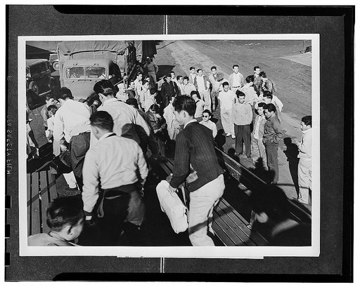 Kauai District, Territory of Hawaii. Registrants of Local Board Two, Lihue, Kauai, arriving at the hospital to take the physical examination before induction to the United States Army