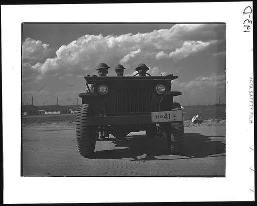 Fort Bragg, North Carolina. Sergeant Franklin Williams, left, in jeep