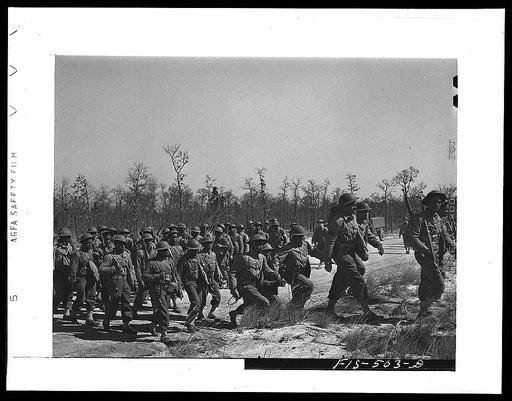 Fort Bragg, North Carolina. 41st Engineers on the march
