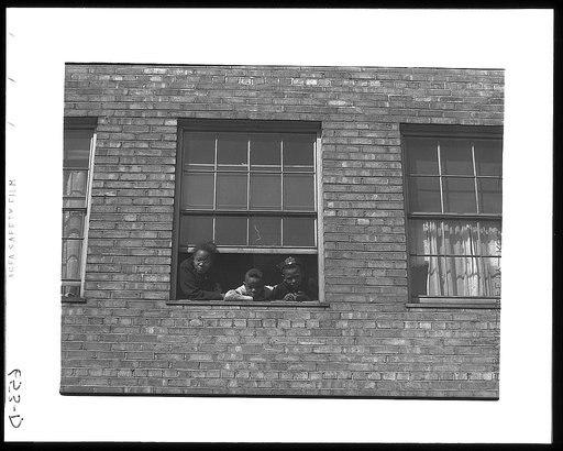 Chicago, Illinois. Ida B. Wells Housing Project. Children who live in one of the apartments
