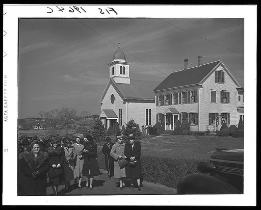 Provincetown, Massachusetts. Congregation leaving church in a Portuguese section