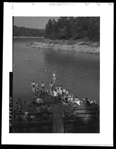 Norris Dam, Tennessee. Tennessee Valley Authority. Lake created by Norris Dam provides swimming facilities for people of Knoxville