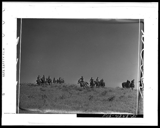 Fort Riley, Kansas. Cavalry unit charging during a sham battle