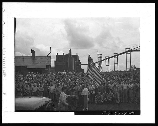 Wilson Dam, Alabama (Tennessee Valley Authority (TVA)). Safety and patriotic meeting at TVA chemical plant