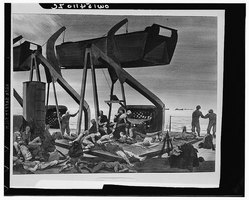 Prelude (Sicilian invasion). Troops of the 45th Infantry Division, aboard an LST during the closing days of the Sicilian campaign, get some sleep an hour before they are to make scheduled landings behind enemy lines