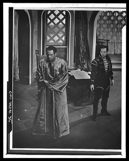 Scene from "Othello" with Paul Robeson (left), Theatre Guild Production, Broadway, 1943-44