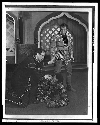 Scene from "Othello" with Paul Robeson (center), Theatre Guild Production, Broadway, 1943-44
