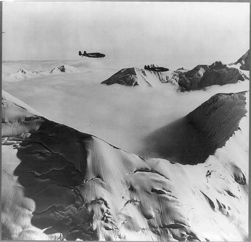 U.S. planes flying over the mountains of Alaska