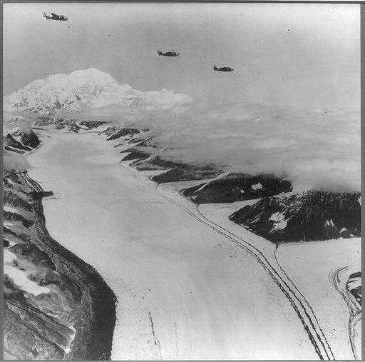 U.S. planes flying over the mountains of Alaska