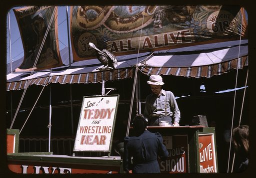 Barker at the grounds at the Vermont state fair, Rutland