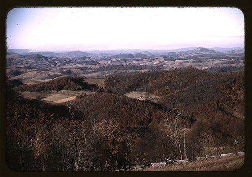 View of fields and wooded foothills from the Skyline Drive, Virginia