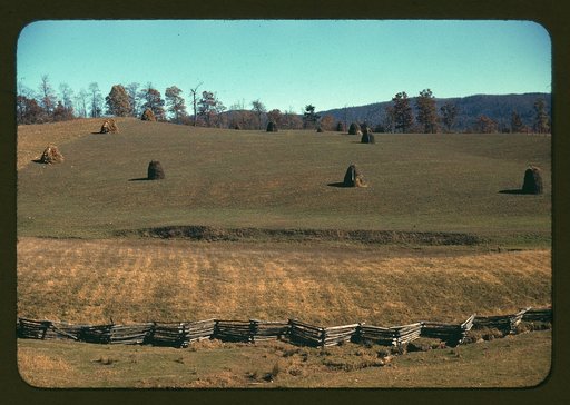 Field of a mountain farm along the Skyline Drive in Virginia