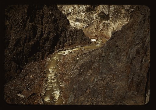 Rocks and stream along the Million Dollar Highway, Ouray County, Colorado