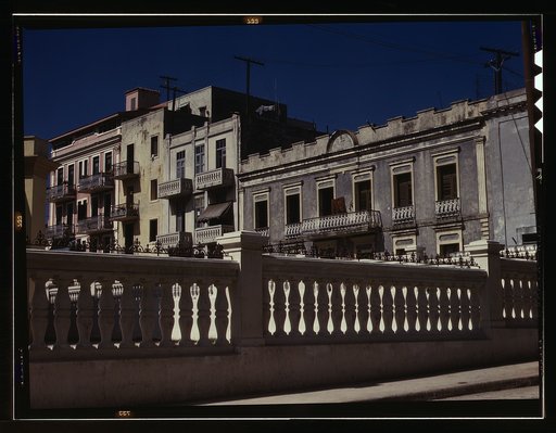 Apartment houses near the cathedral in old part of the city, San Juan