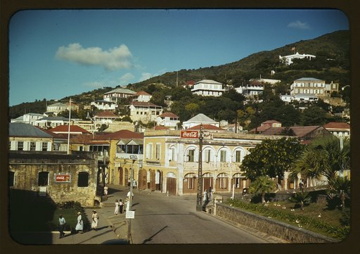 View down the main street from the Grand Hotel, Charlotte Amalie, St. Thomas, Virgin Islands