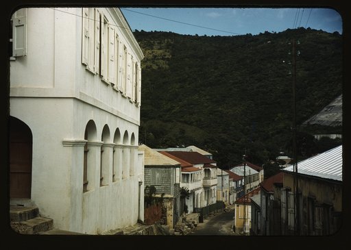 One of the steep streets on the hillsides, Charlotte Amalie, St. Thomas Island, Virgin Islands