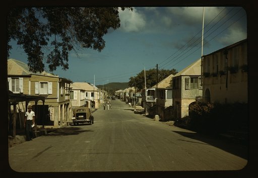 Street in a town [Frederiksted, St. Croix], in the Virgin Islands