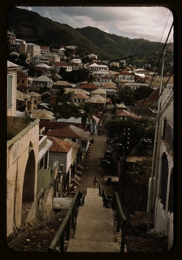 One of the steep hillside streets, Charlotte Amalie, St. Thomas Virgin Islands