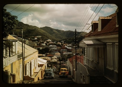 One of the steep streets on the hillsides, Charlotte Amalie, St. Thomas, Virgin Islands